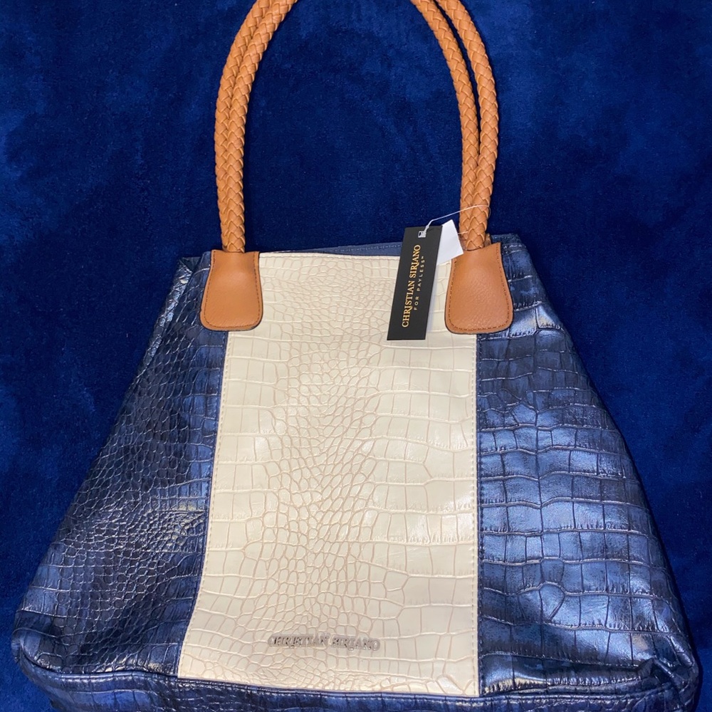 💥Brand NEW!! Navy Blue/Beige Snake Print Purse💥